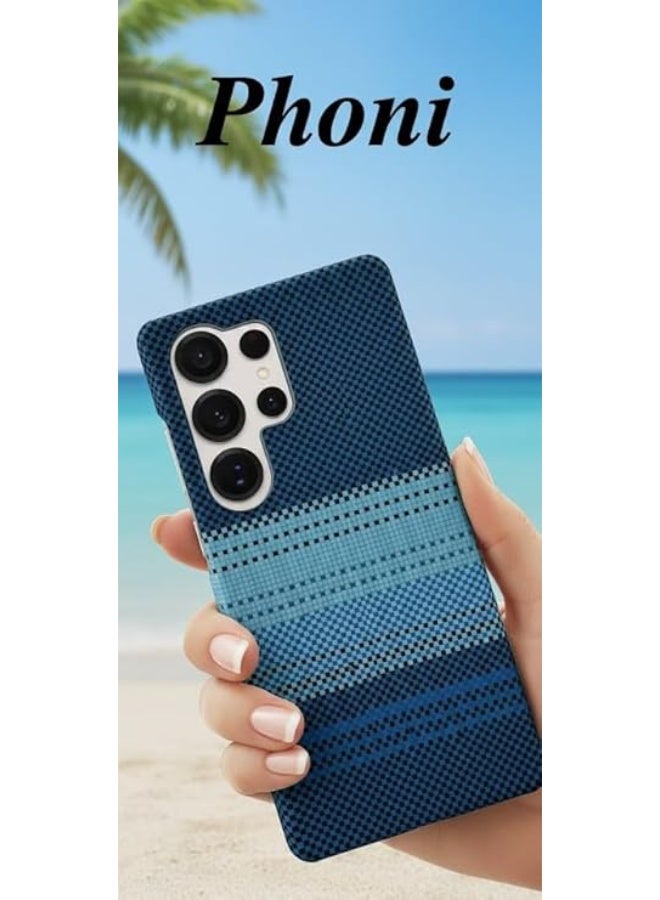 فوني Phoni Ultra Slim Magnetic Case for Samsung Galaxy S25 Ultra, MagSafe-Compatible Magnetic Case, Thin Lightweight Design, Carbon Fiber Style, Raised Camera Protection (Glacier Azure – Blue Carbon) - Image 3